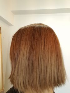 アイロンを通す前の、ハンドブロー仕上げ